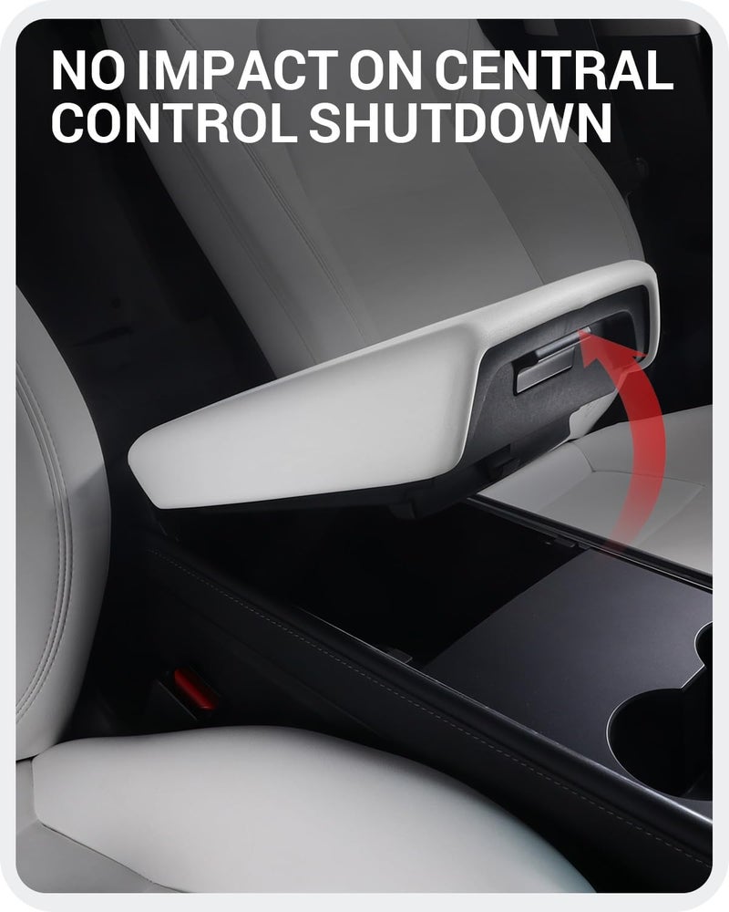 Basenor Armrest Cover for 2017-2024 Tesla Model Y Model 3 Center Console Cover Non-Slip TPU [No Logo] Protector Armrest Tesla Accessories White (Not Compatible with 2025 2026 Model Y/3) - Image 4